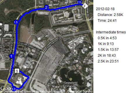 Map of February 18, 2012 run