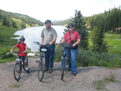 Picture of the family at the top of Vail Pass
