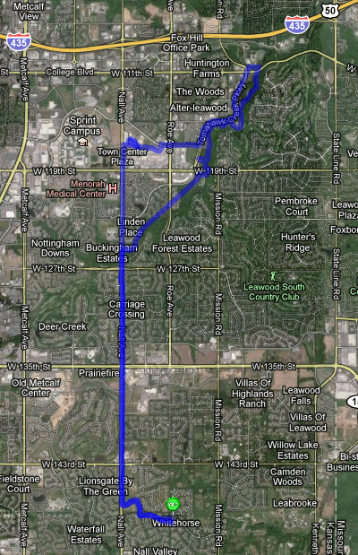 Map of 13 mile bike ride