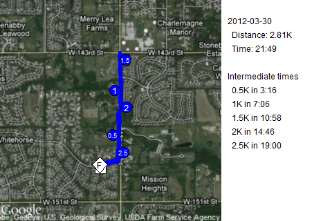 Map of March 30, 2012 run