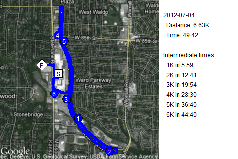 Map of July 4, 2012 run
