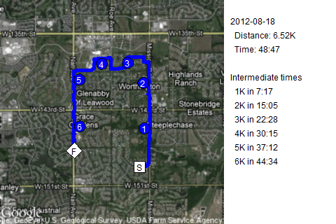Map of August 18, 2012 run