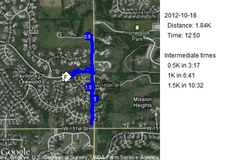 Map of october 18, 2012 run